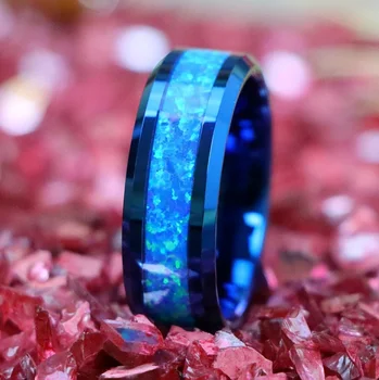 復古天然藍色托帕石戒指,女士銅質簡約精美珠寶寶石經典款式 10 最佳銷售 藍色蛋白石戒指 - №10