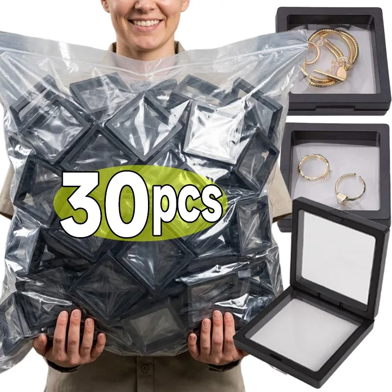 

1/30 шт. 3D-футляр для хранения украшений с эффектом парения, коробка для серег и колец, прозрачная полиэтиленовая пленка, пылезащитный портативный футляр для хранения