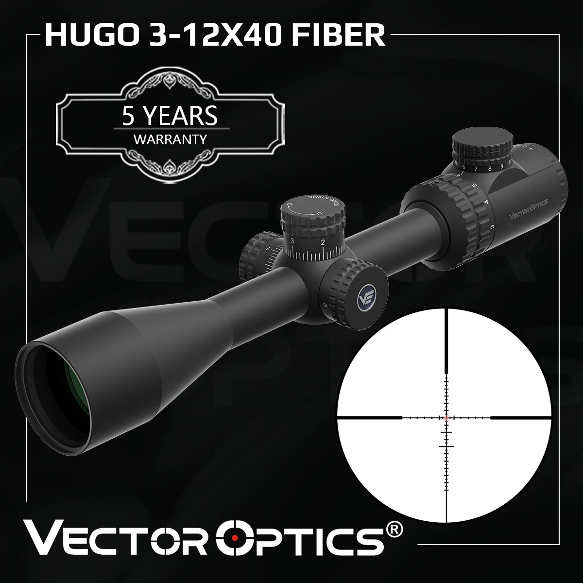 Vector Optics 3-12X40 Sfp Fiber Reticle Riflescope 1-Inch Tube Hunting Optics