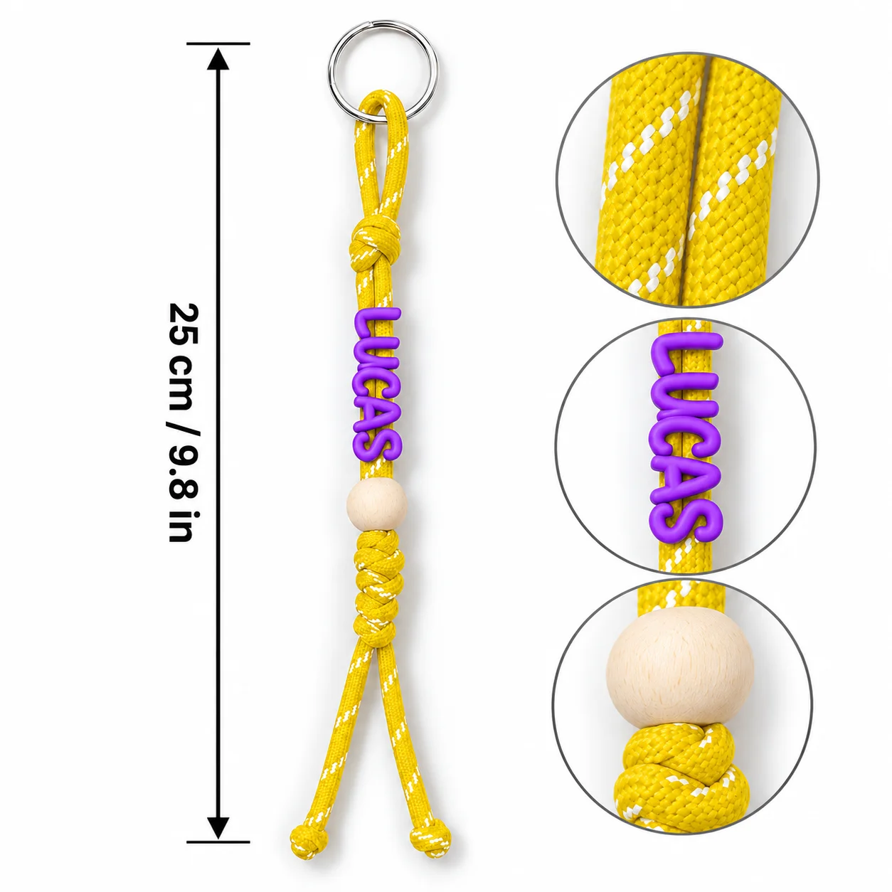 Personalized Letter Beaded Keychain Custom 3D Name Rope Bag Charm for Backpack Purse Handbag Friends Family Gift Decoration
