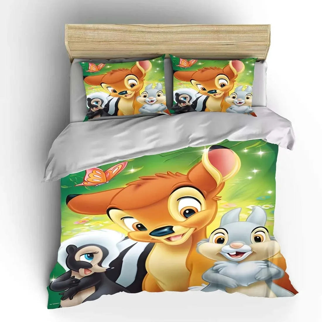 Cartoon Bambi duvet cover set duvet cover pillowcase kids Girls comfy bedding set Double bed King size bed Disney print