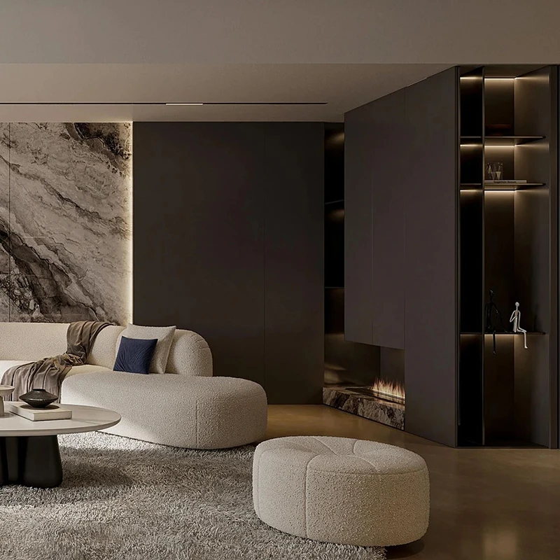 ตู้ไม้สั่งทำสไตล์อิตาเลียนสำหรับบ้านพักตากอากาศ ตู้วางทีวี ตู้เสื้อผ้า ตกแต่งห้องนั่งเล่น ออกแบบกราฟิกสำหรับวิลล่า