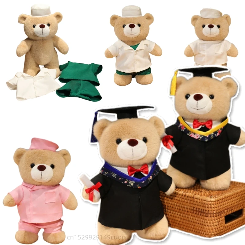 30cm Cartoon Cosplay Plush Bear Doll Professional Doctor Nurse Graduation Bear Plush Toy Home Decoration Gift For Boys And Girls