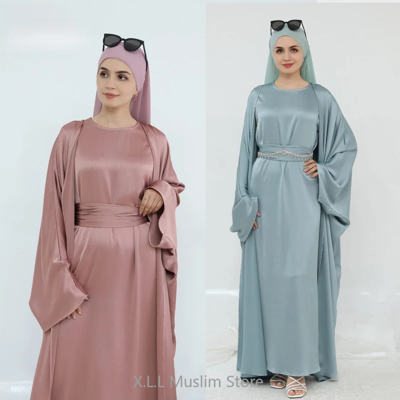 

Turkish Two Piece Set Abays 2025 Muslims Woman Clothing Turkey Abaya Dubai Luxury Elegant Party Prayer Outfit Two-Piece Set