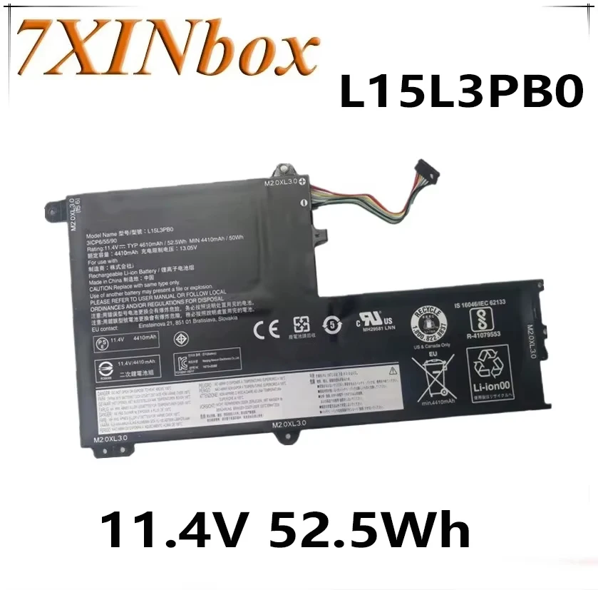 7XINbox 11.4V 52.5Wh Original L15L3PB0 L15M3PB0 Laptop Battery For Lenovo 510-14isk IdeaPad 320S-14IKB Flex  4 1470 1570 1480