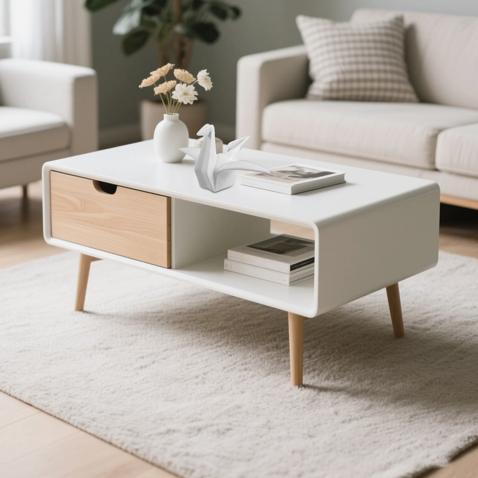 

White Ceramic Origami Crane Home Decoration Handmade Artistic Accent for Living Room Bedroom Office Desktop Table Decor