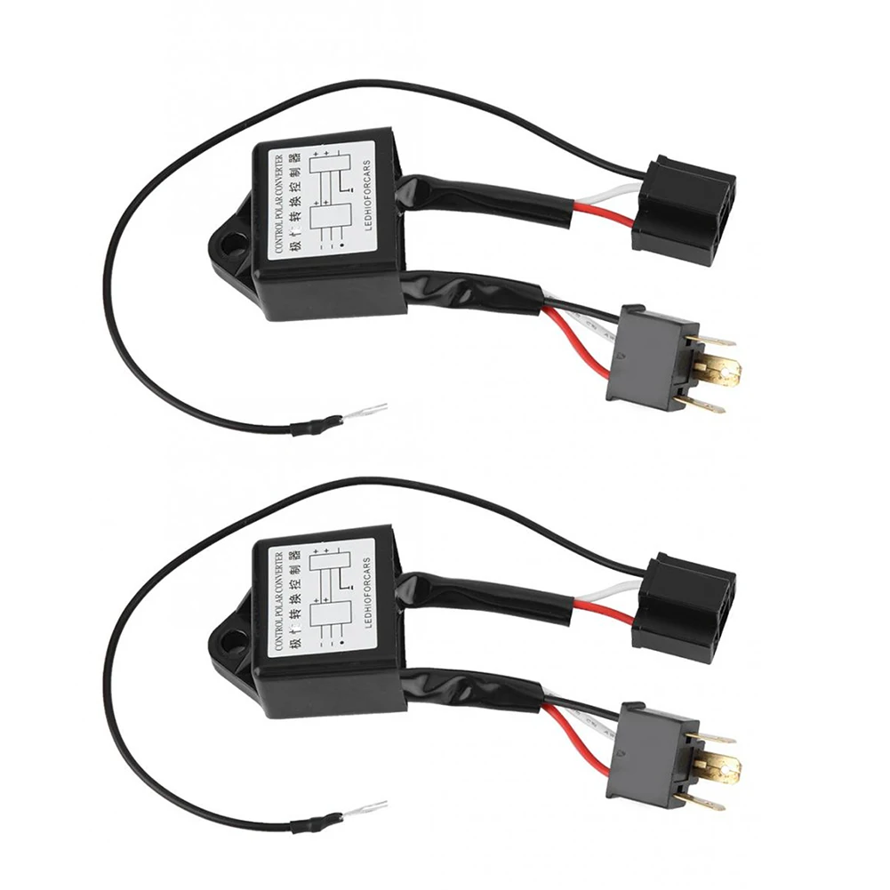 1 Pair Car LED Headlight Reversed Polarity Converter Decoder Positive Negative Polar Switch Harness Adapter for H4 Xenon Lamp
