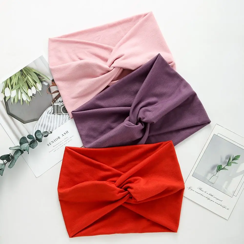 Fascia per capelli super larga da donna in tinta una intrecciata incrociata fascia elastica per capelli yoga corsa sport accessori per capelli antiscivolo per il sudore  200000297