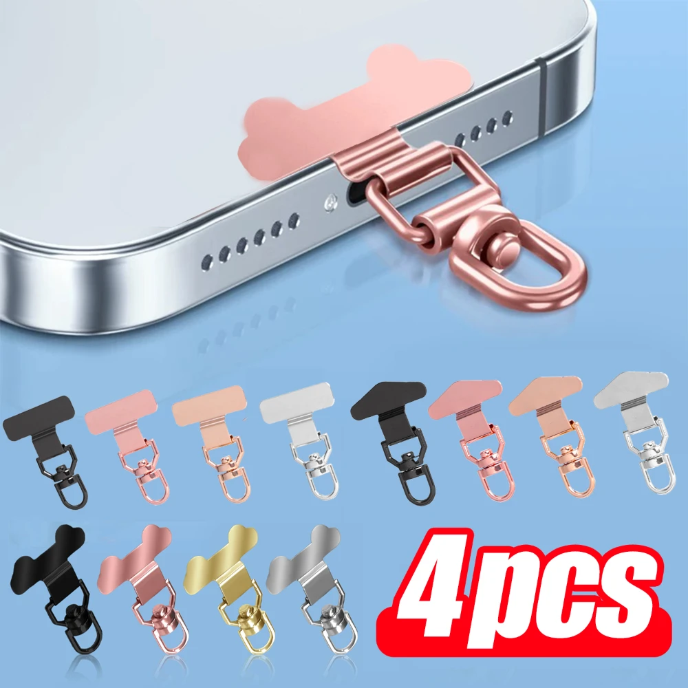 1-4pcs 360° New Stainless Steel Tab Phone Tether Portable Connecting Hanging Piece Lanyard Mobile Phone Case Clip Back Gaskets