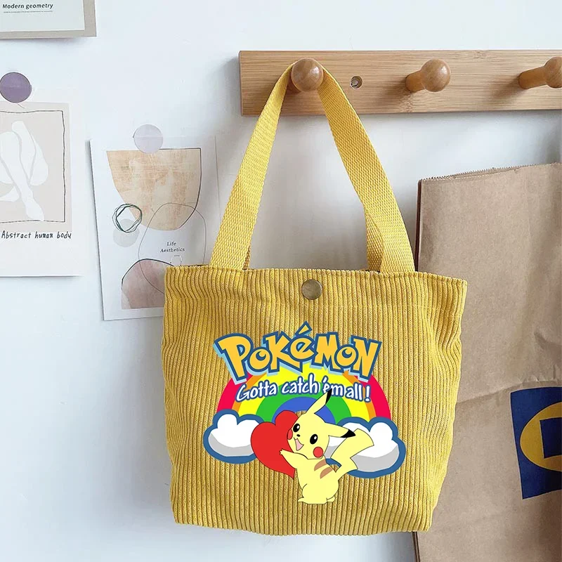 Pokemon New Style Large Capacity Shoulder Bags Pikachu Tote Handbags Cute Cartoon Printing Women Winter Popular Birthday Gifts