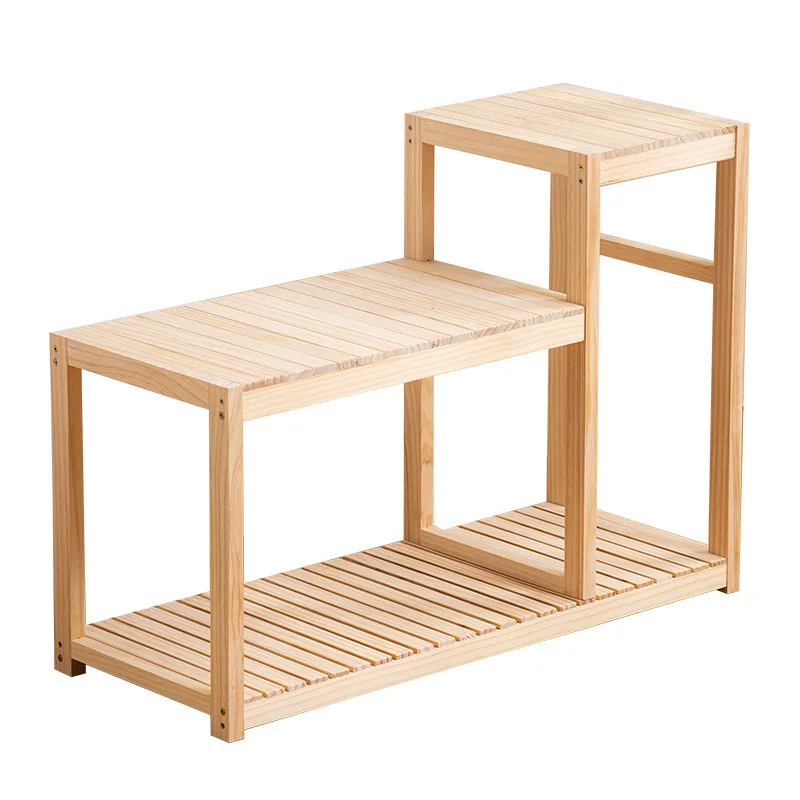 

flower stand fish tank base integrated solid wood household flower table floor type living room simple storage multi-layer shelf