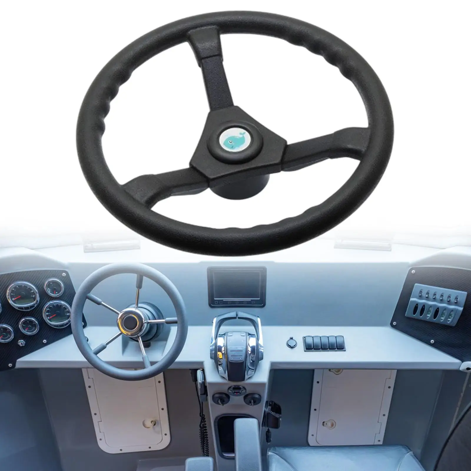 

1Pc Boat Steering Wheel Easy Installation Premium Nylon Ergonomic Tapered Hole Stable Direction for Modular Boat Marine Vessel