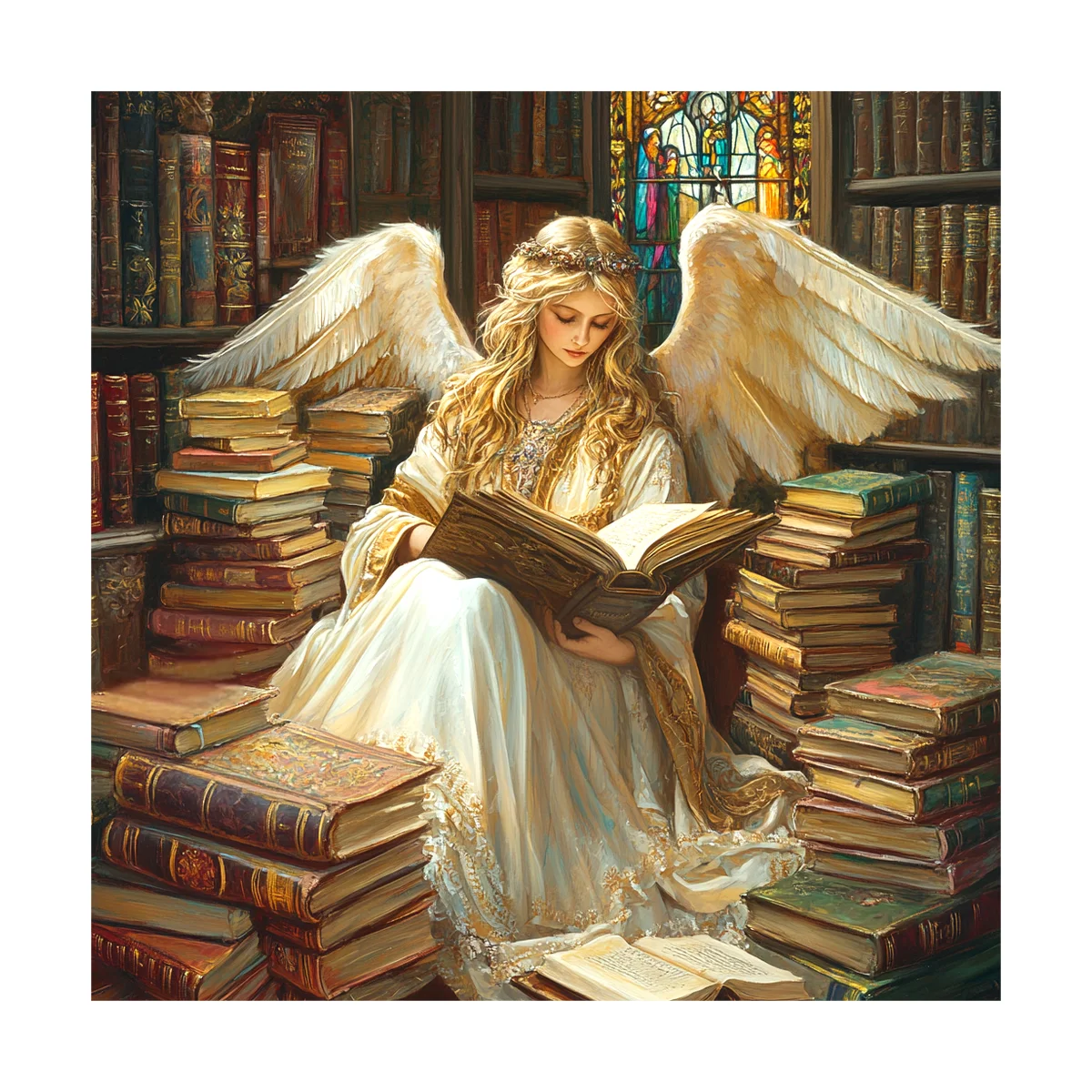 

1PC 40X40CM/15.74in ,11CT/14CT print cross stitch DIY kit New Year gift beginner's relaxed embroidery set ,Angel of Reading