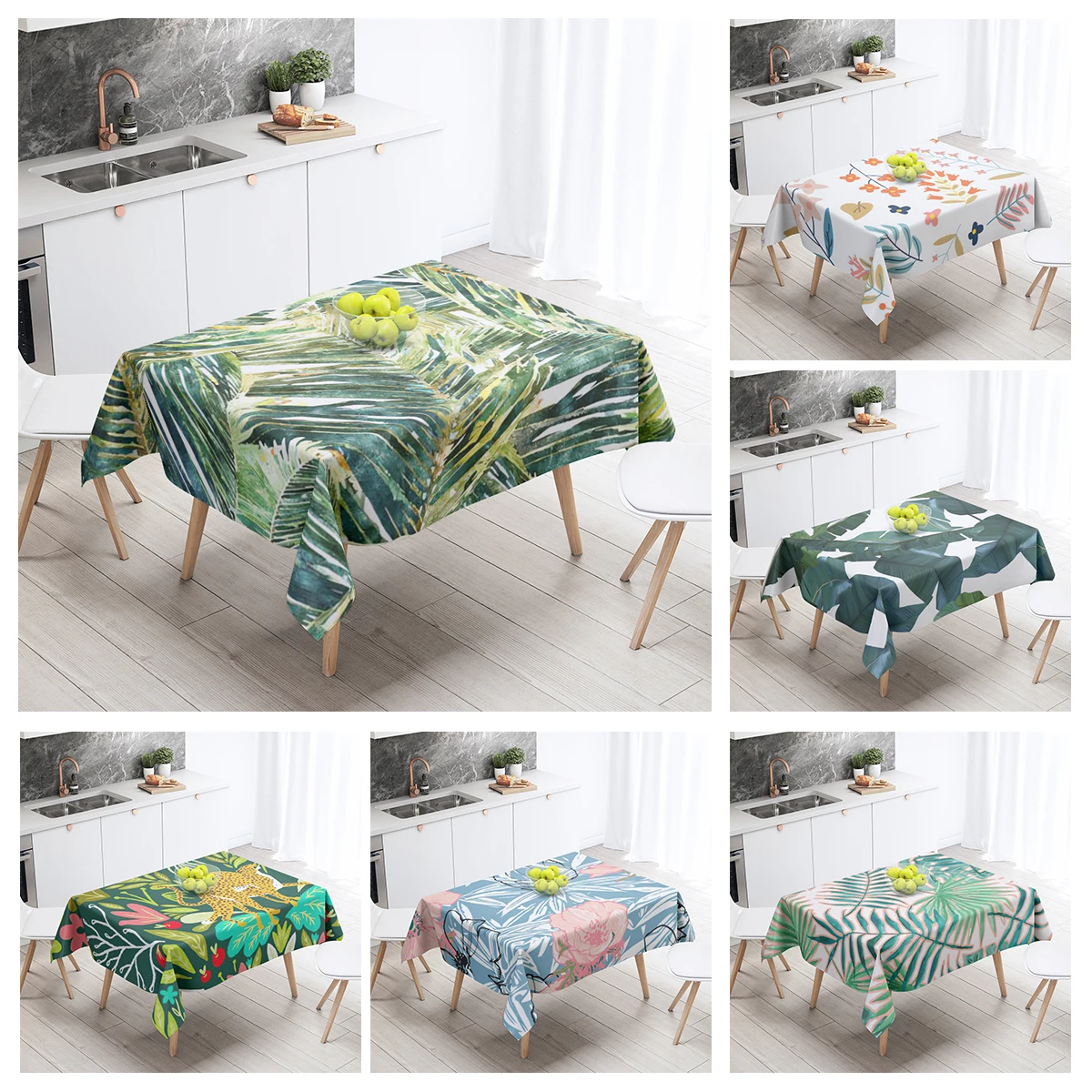 Home tablecloths for dining decoration and rectangular table accessories waterproof cloth Anti-stain restaurant abstract plant