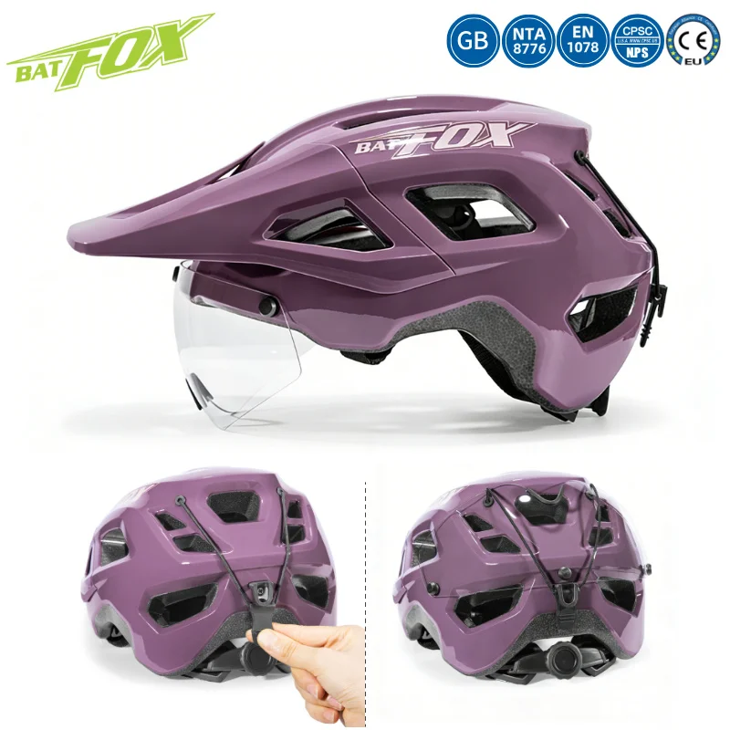 

BATFOX Mountain Cycling Helmet Magnetic Lens Lightweight Comfort liner Road MTB Bicycle Helmet Women Men E-Bike Protect Gear
