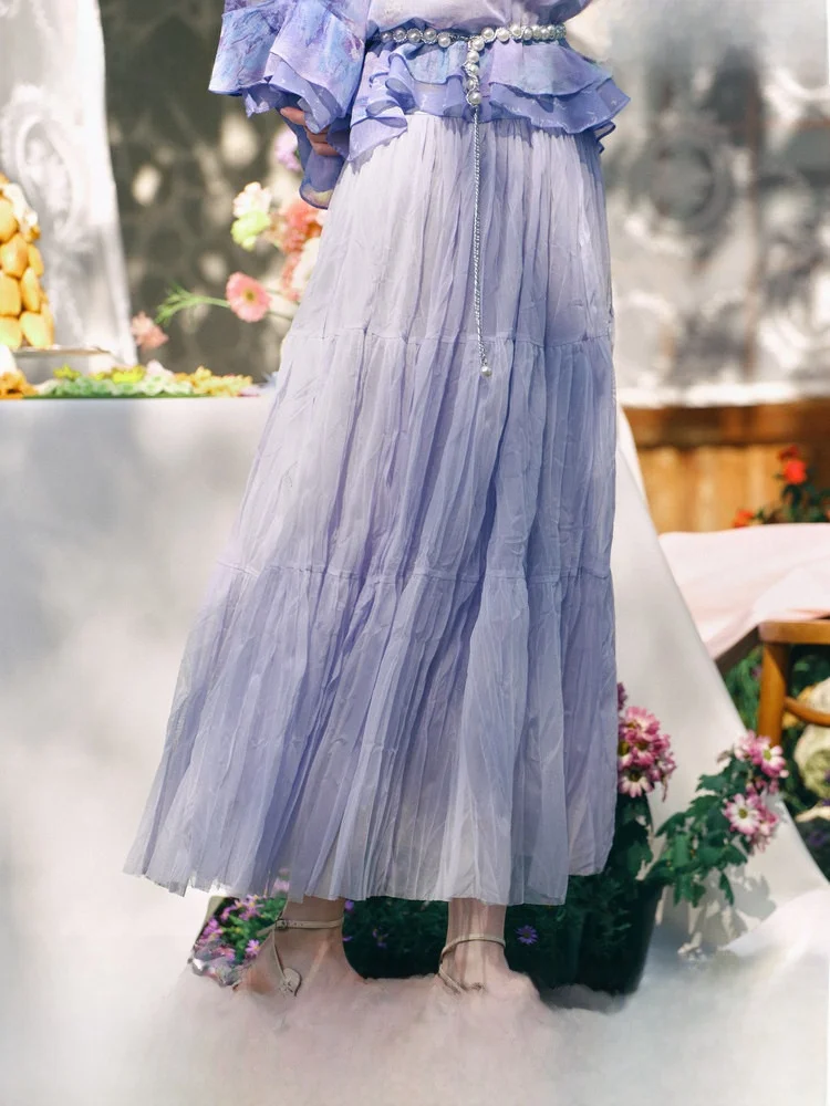 

Юбка А-силуэта в стиле Sweet Princess, пышная, из полиэстера, с высокой талией и эластичным поясом, для свиданий, весенняя новинка