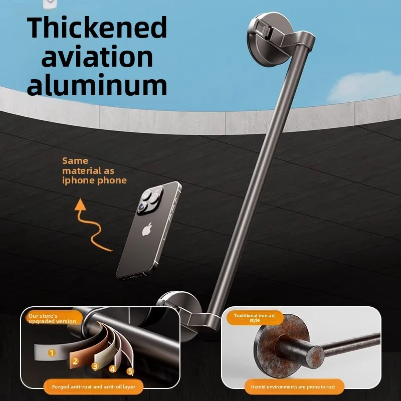 

for Bathroom Organization No-Drill Suction Cup Towel Rack Bathroom Storage Shelf Wall-Mounted Towel Rod Holder