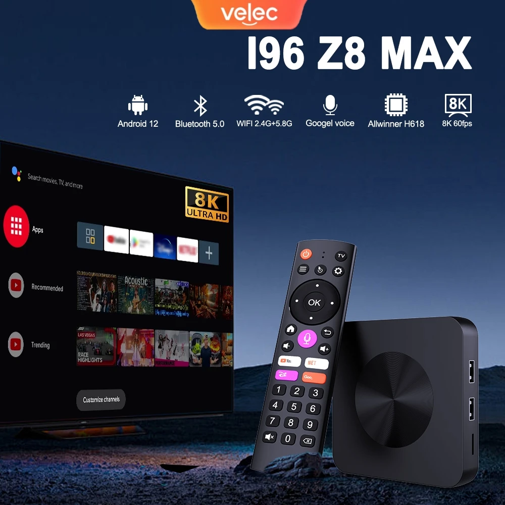 I96 Z8 MAX TV Box Allwinner H618 Android 12 4K HD Smart TV Boxs Dual WIF 2.4G 5G Video Media Player Home Theater TV Set Top Box