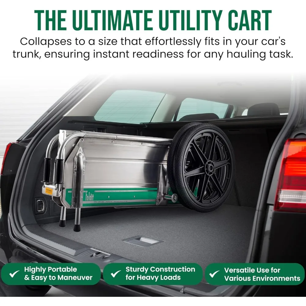 عربة أدوات محمولة قابلة للطي من الألومنيوم - مقاومة للصدأ، سعة 300 رطل، حل تخزين متعدد الاستخدامات