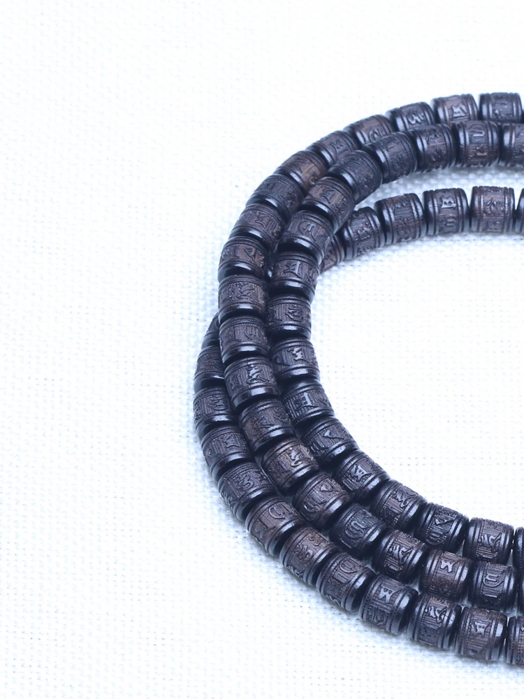 Natürliches Ebenholz, tibetisches Gebetsdrehrad, sechs Zeichen, 8 mm, 108 Perlen, Mara-Halskette, Rosenkranzperlen – Detail 24