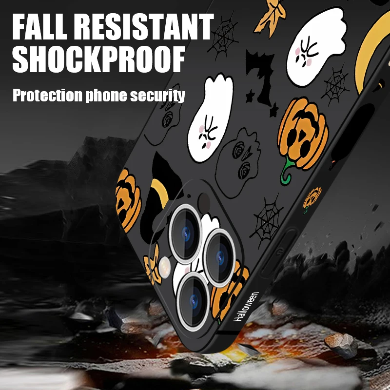 Custodia per telefono modello zucca fantasma per iPhone 17 Pro Max Funda iPhone 16 Pro Max 15 14 13 12 11 16e Air Soft TPU Cordino Cover