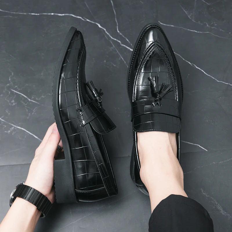 Men Fashion New Lefu Shoes Men's Shoes Pointed Lightweight Driving Shoes Business Office Leather Shoes Black 38-46 Men's Shoes