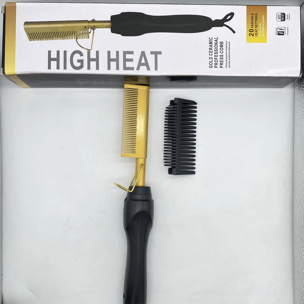 Pettine caldo Piastra per capelli Spazzola Pettine caldo Premendo calore elettrico Spazzole per capelli elettriche Strumenti per lo styling