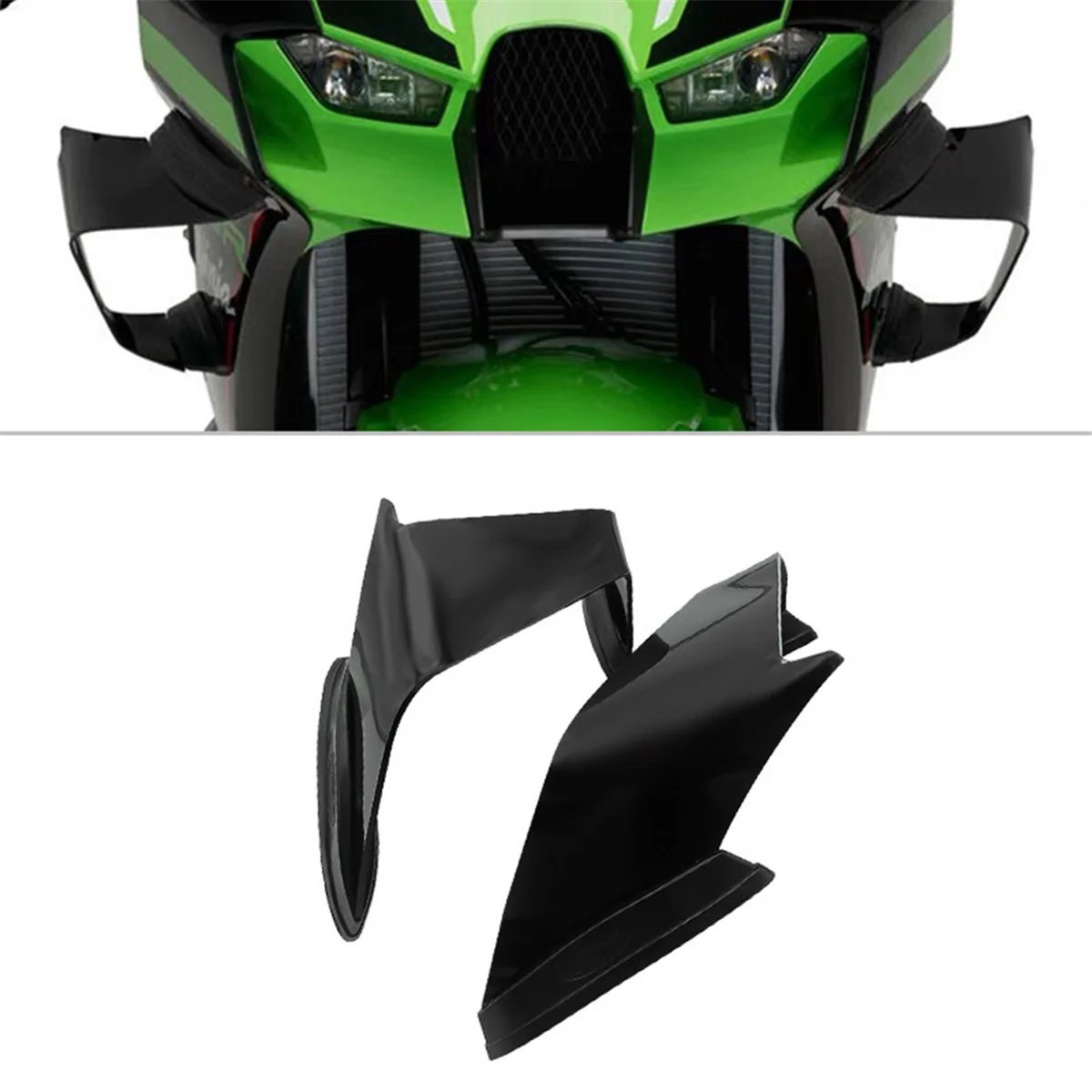 Moto Partners Vent Aile Aérodynamique Carénage pour Kawasaki ZX10R ZX-10R 2022-2024 Noir