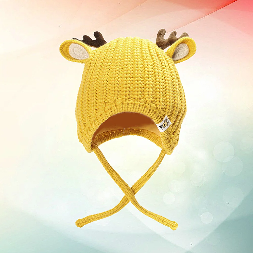 

Children's Santa Hat Adorable Antler Design Winter Kids Christmas Deer Woolen Knitted Baby