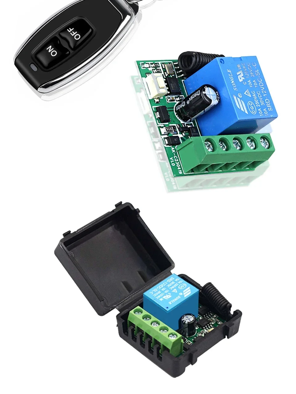 KEBIDUMEI Fernbedienung RF433Mhz Drahtloser Lichtschalter DC12V 1CH 10A Relais Empfänger Sender für Garagentorschloss DIY Modul – Detail 11