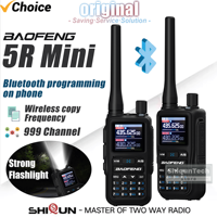 Baofeng 5R Mini Two Way Radio Bluetooth Programming Fast Copy Frequency Lightweight Dual Band Walkie Talkie 999CH LED Flashlight