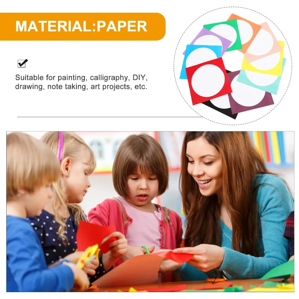20Pcs Paper Drawing Mat Board Vintage Lightweight Sketch Paper Mat Square Outer Round Inner Art Frame Border