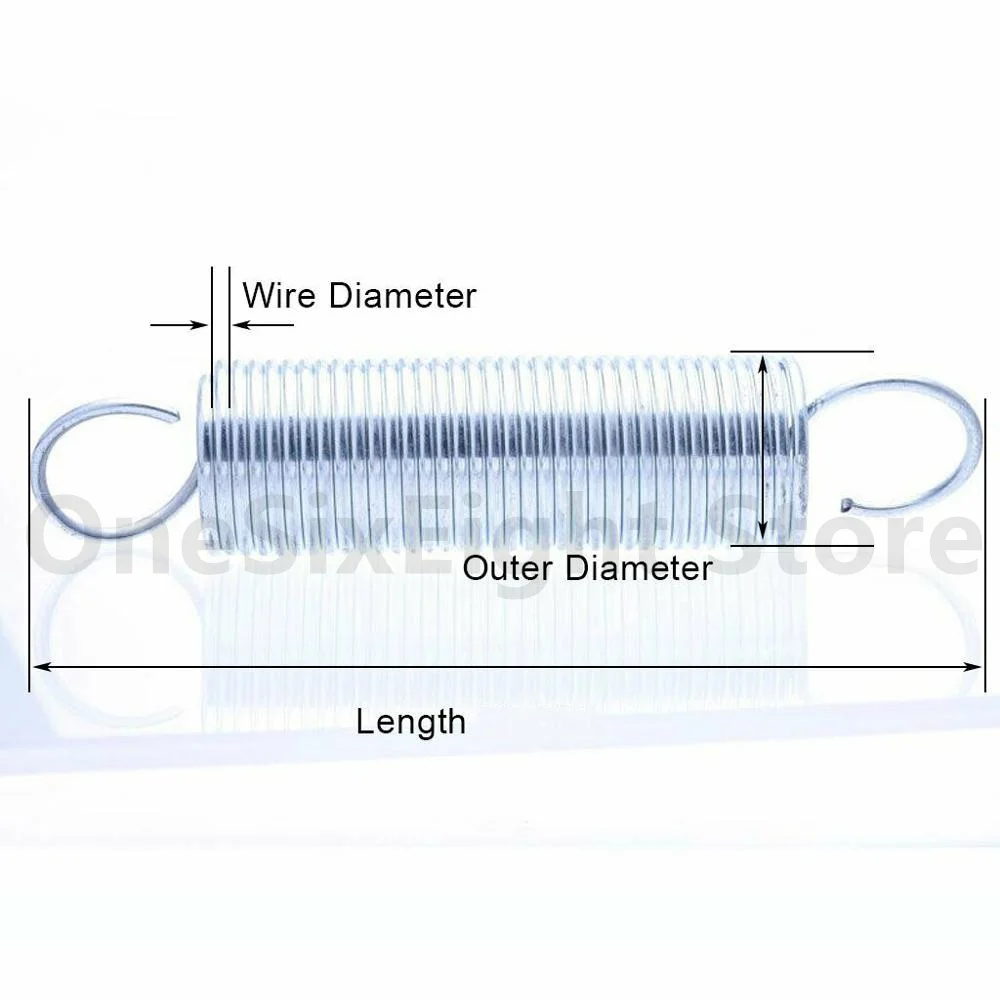 10pcs Extension Springs Expansion Hook Galvanized Steel - Wire Dia 0.5mm OD 5mm Length 20mm-60mm