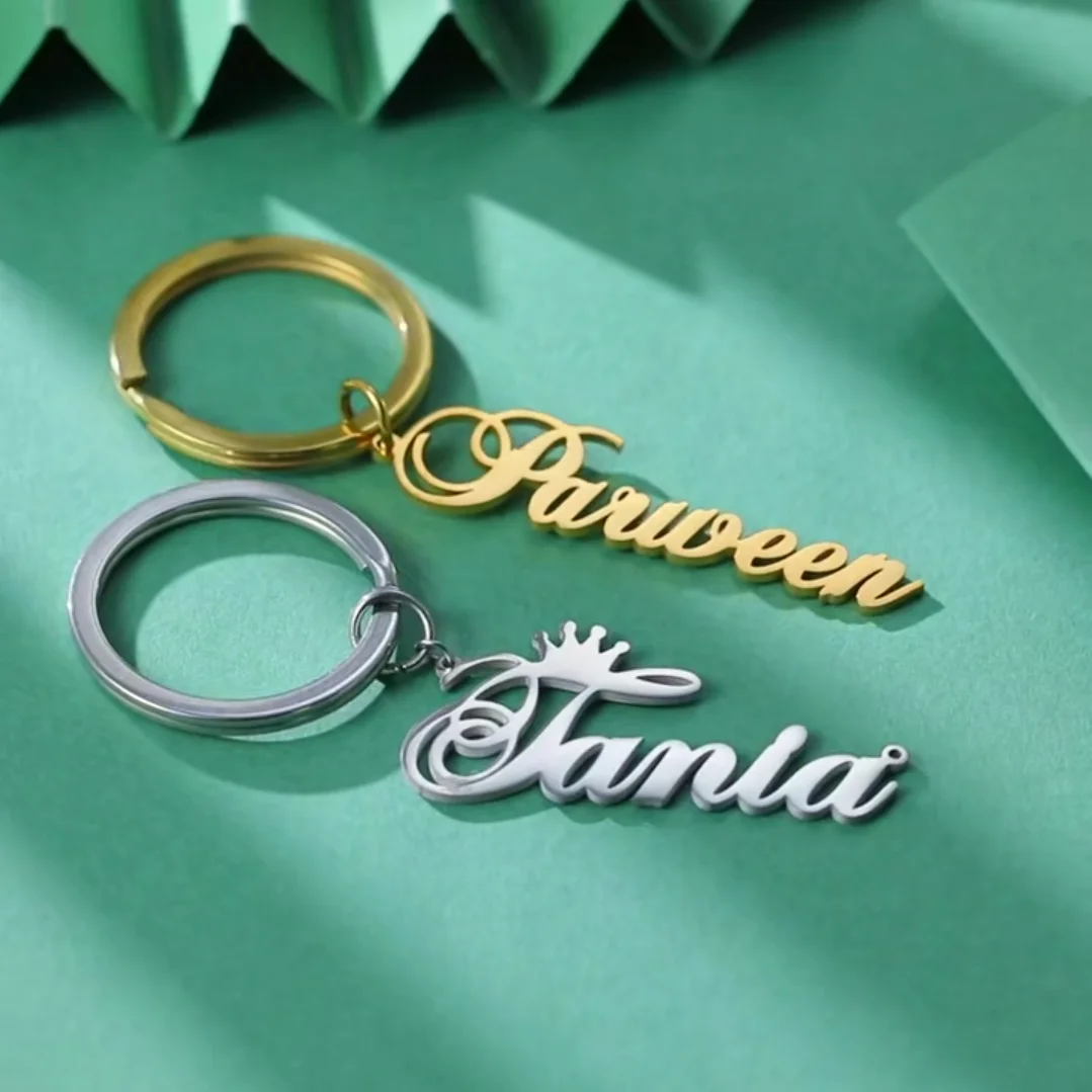 شخصية المفاتيح اسم مخصص شعار سيارة مفتاح سلسلة حلقة هدية للنساء الرجال الأب الأسرة زوجين مجوهرات من صلب لا يصدأ #2