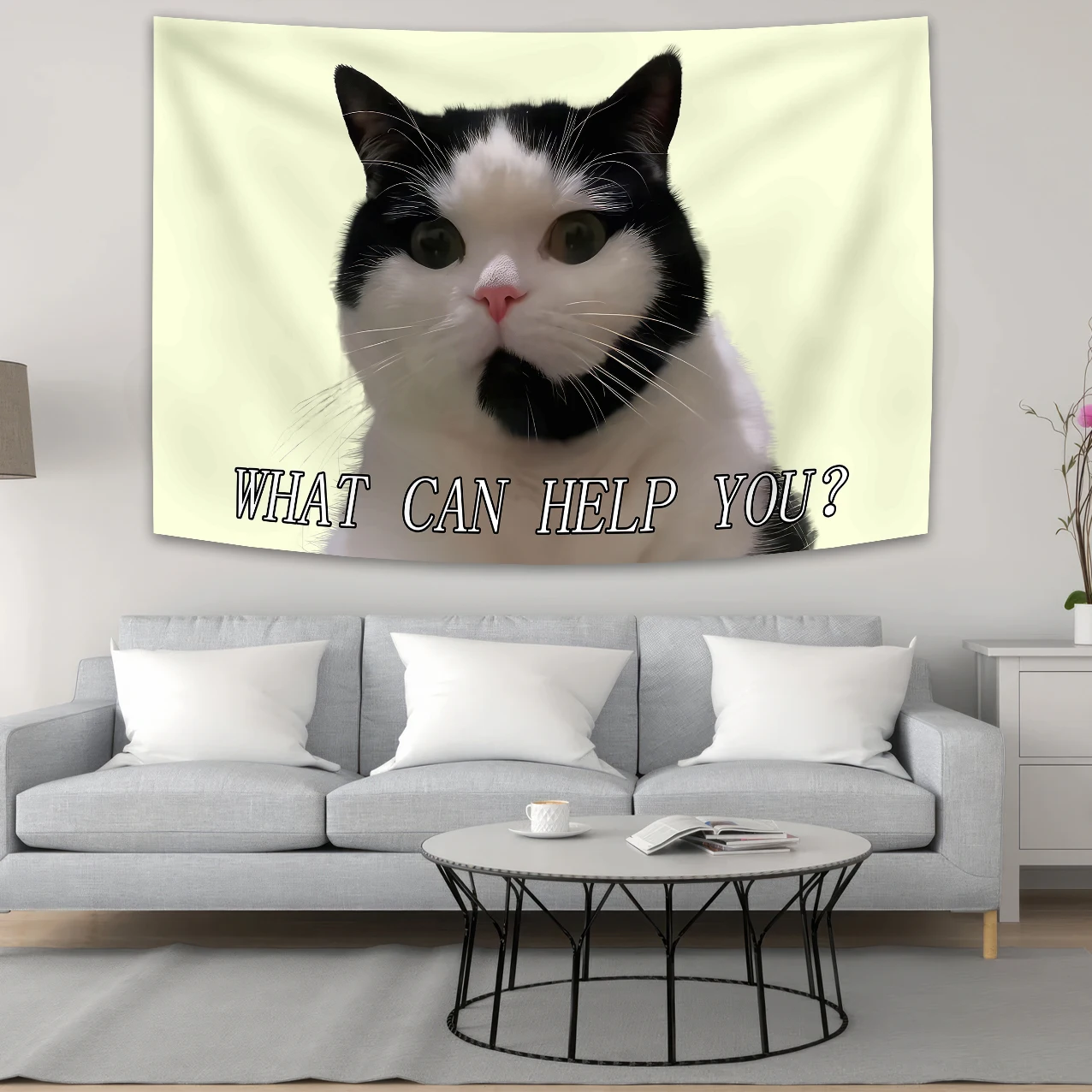 

Interesting I Am Customer Service Cat Background Decorative Wall Tapestry Polyester Material Space Cat Background