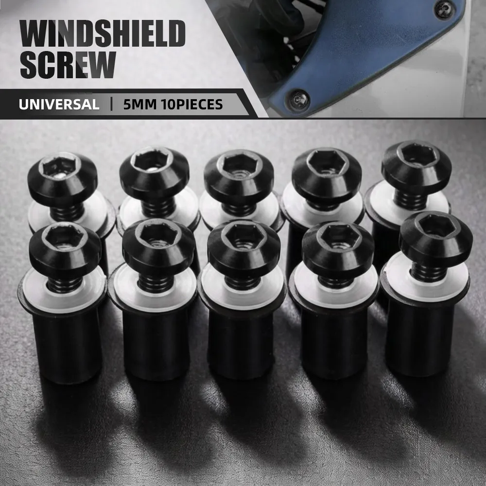 

5MM 10PCS Fairing Bolts Kit For YAMAHA TDM 850 900 TDR250 XT1200Z/ZE XT660Z Super Tenere Windshield Windscreen Screw Rubber Nuts