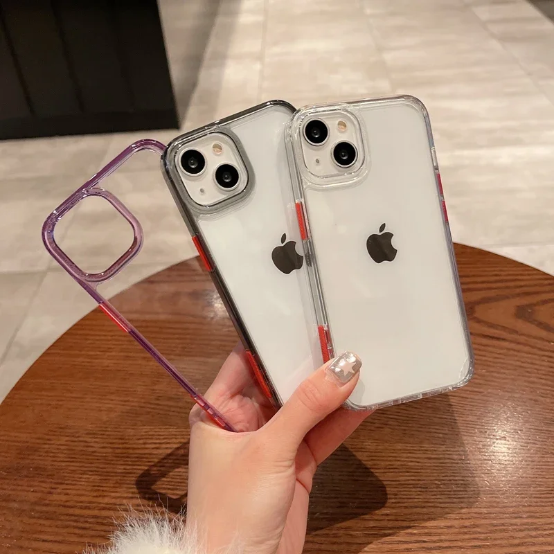Phone Case for iPhone 15 14 13 Pro Max Plus Cases Soft Bumper Shockproof Clear Transparent Purple Hard Back Cover