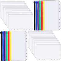 A6 Binder Pockets Binder Zipper Folders for 6-Ring Notebook Binder Waterproof PVC Leaf Pouch Document Filing Bags