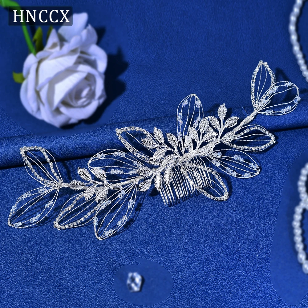 HNCCX Handmade Beaded Alloy Leaf Bride Hair Comb Elegant Girls Wedding Rhinestone Banquet Headband Party Wedding Supplies CP316