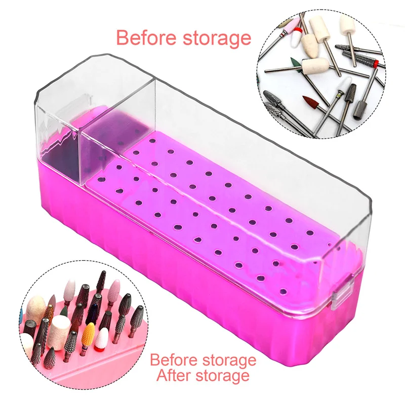 40 löcher Nail art Bohrer Lagerung Box Polnischen Schleifen Kopf Bit Halter Staubdicht Nagel Bohrer Werkzeuge Display-ständer Organizer