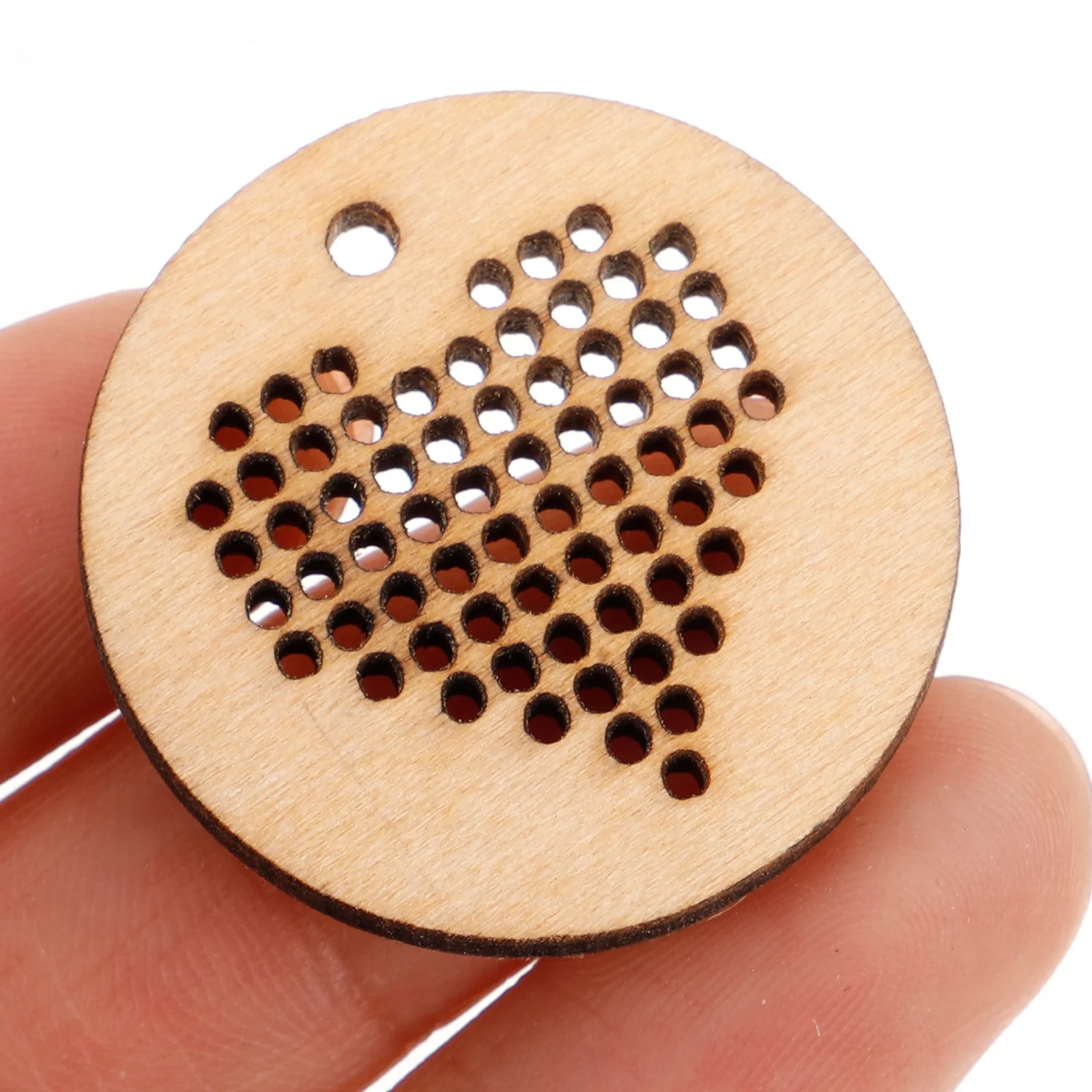 

5pcs Wood Chip Ornaments Natural Charms Cross Stitch Small Hole Pendants Hanging Embroidery DIY Craft Sewing Wooden Chips