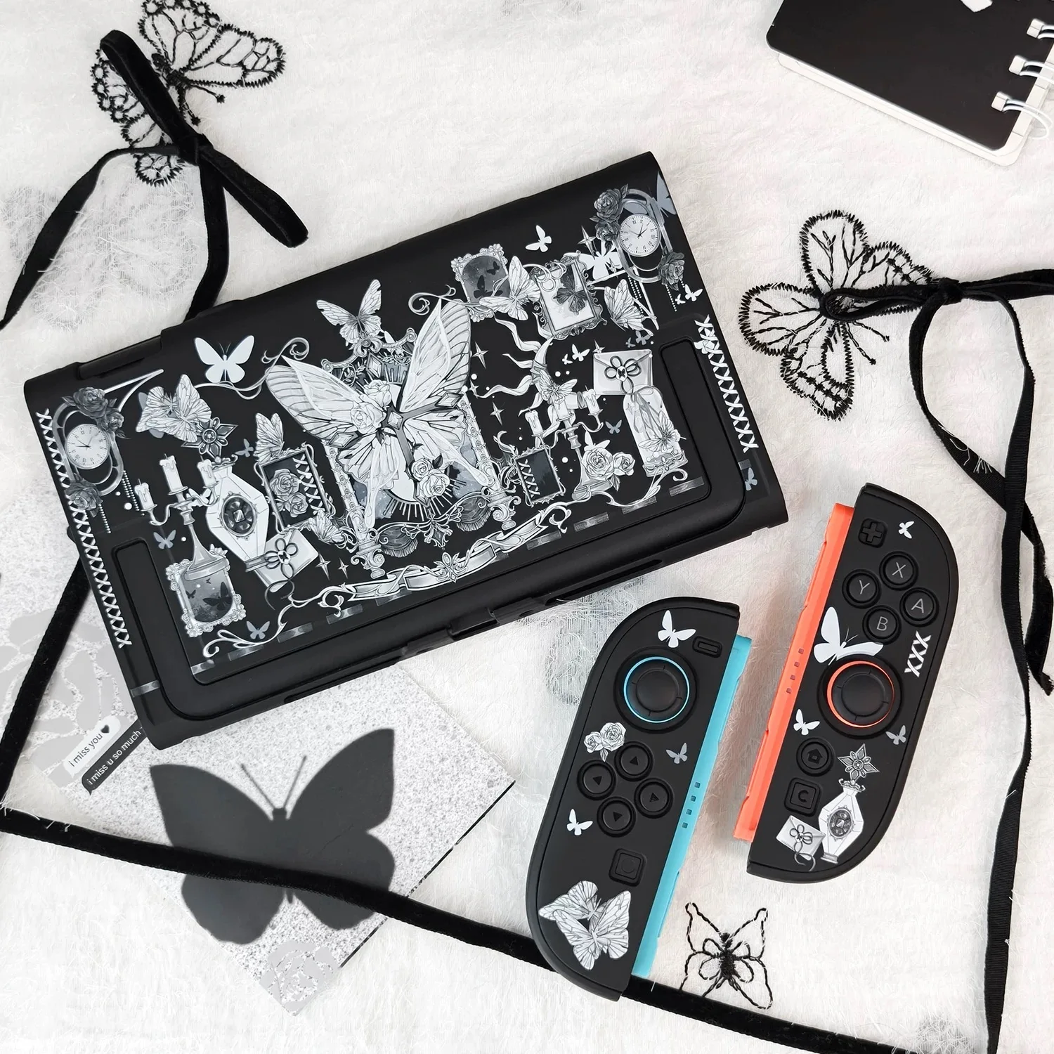 Suitable for switch2 protective case, frosted protective cover, split handle, Gothic style butterfly shape