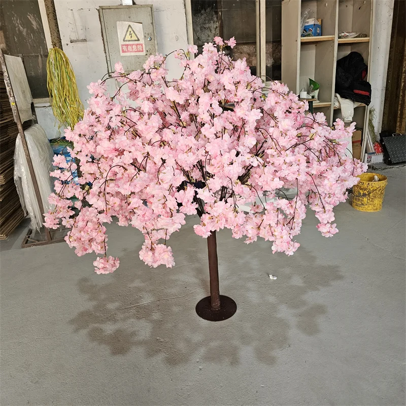 

Hot Selling Table Decor Artificial Silk 4ft Detachable Pink Cherry Blossom Flower Tree for Wedding Table Centerpiece Decoration