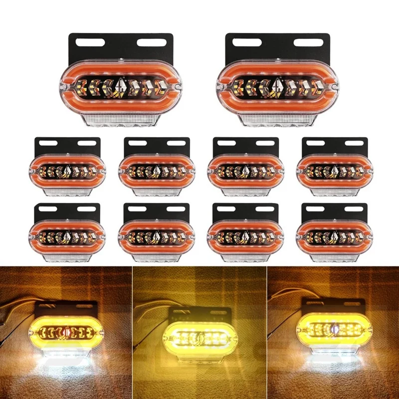 

10 Pcs LED Trailer Lights 24V Side Marker Lights Truck Light Guide Strobe Lights Truck Side Lights Trailer Signal Lights