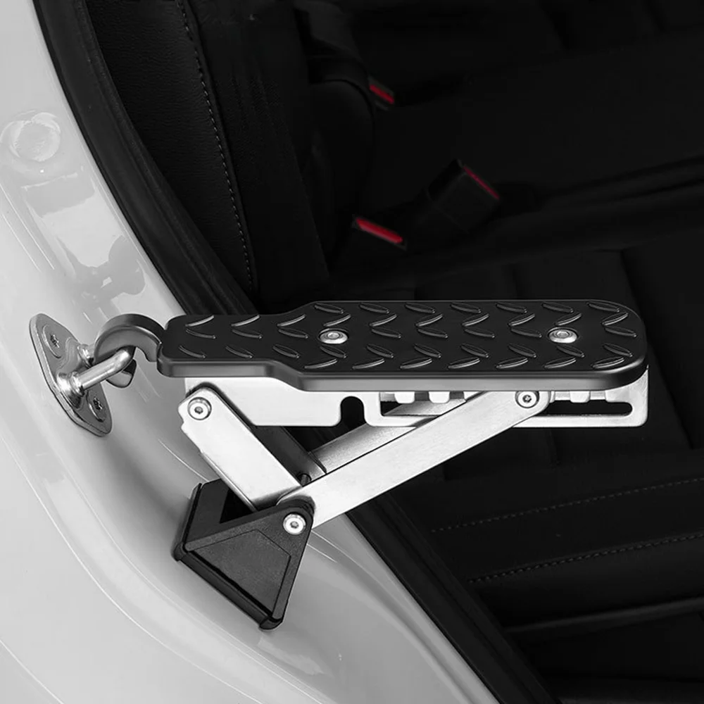 Chrome-Plated Aluminum Alloy Car Foot Pedal Step Board with Hook, Universal Vehicle Auxiliary Running Boards for Easy Access