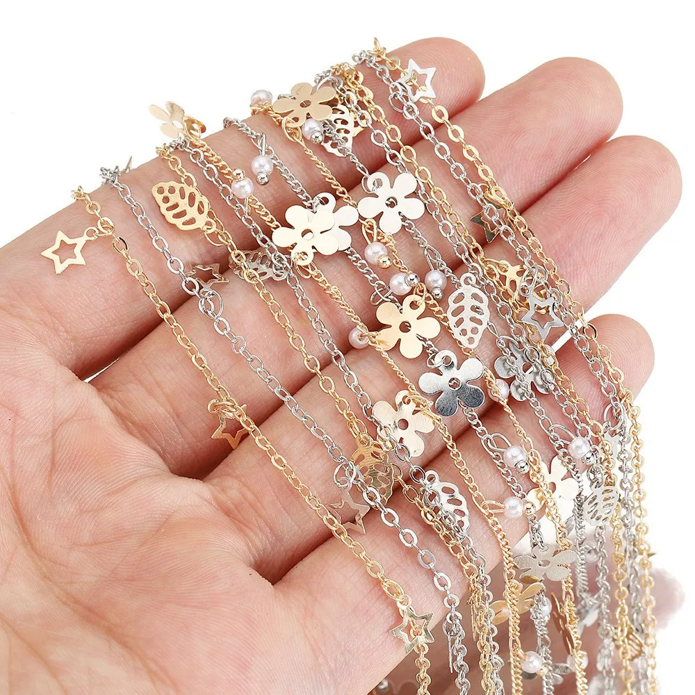 Pearl Chain Bags Copper Jewelry Accessories Silver/Gold Flower Bracelet High Quality Non Fading Handwork Ornaments For Bags