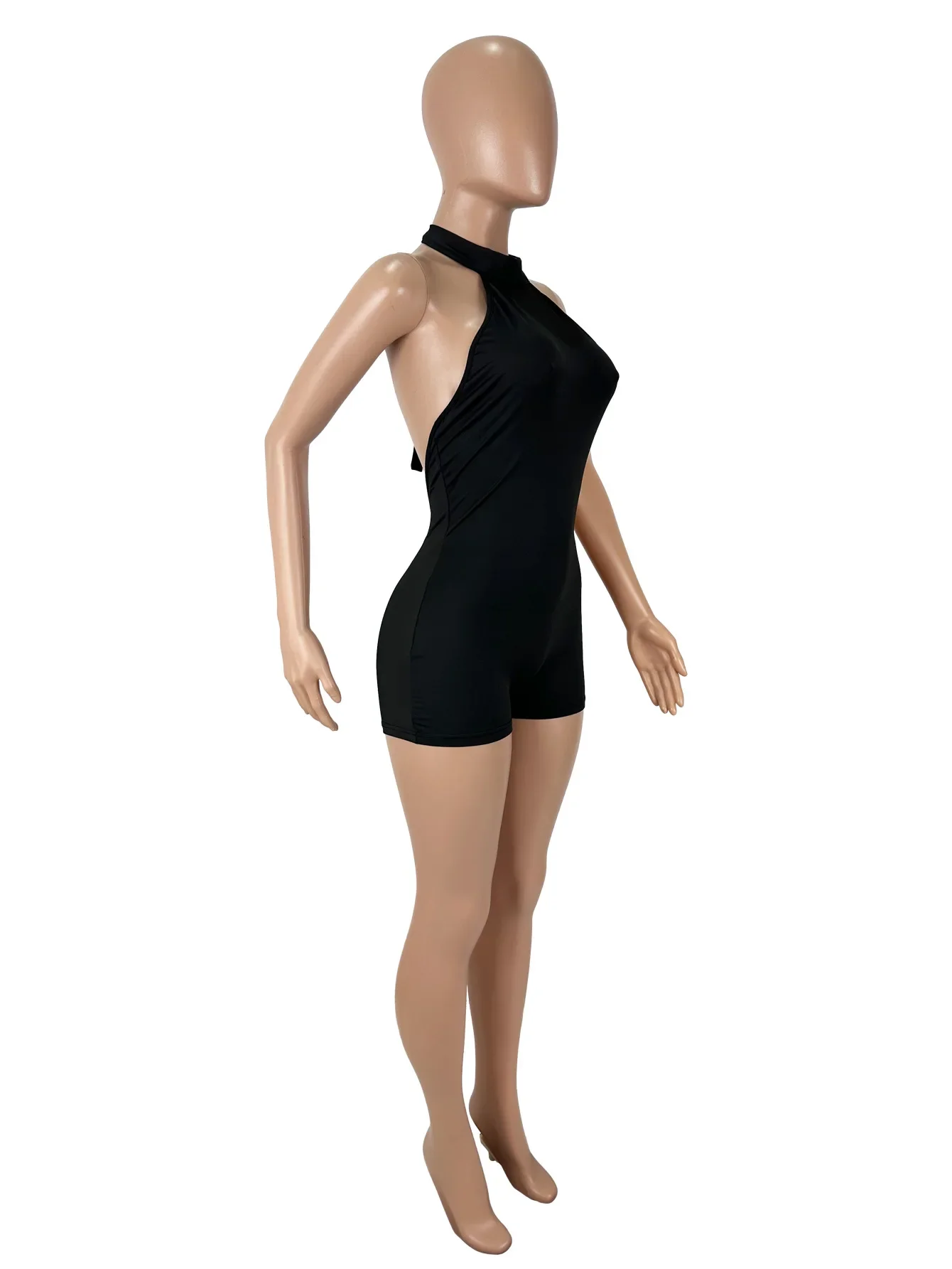2026 Neu eingetroffen: Ärmelloser High-Neck Halter-Romper für Damen mit Rückenausschnitt, figurbetonter kurzer Overall für Abendveranstaltungen und Partys – Detail 22