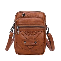 Małe torby typu Crossbody w stylu Vintage dla kobiet, torebki ze skóry PU i torebki designerska torba na ramię damska torba etui na telefon