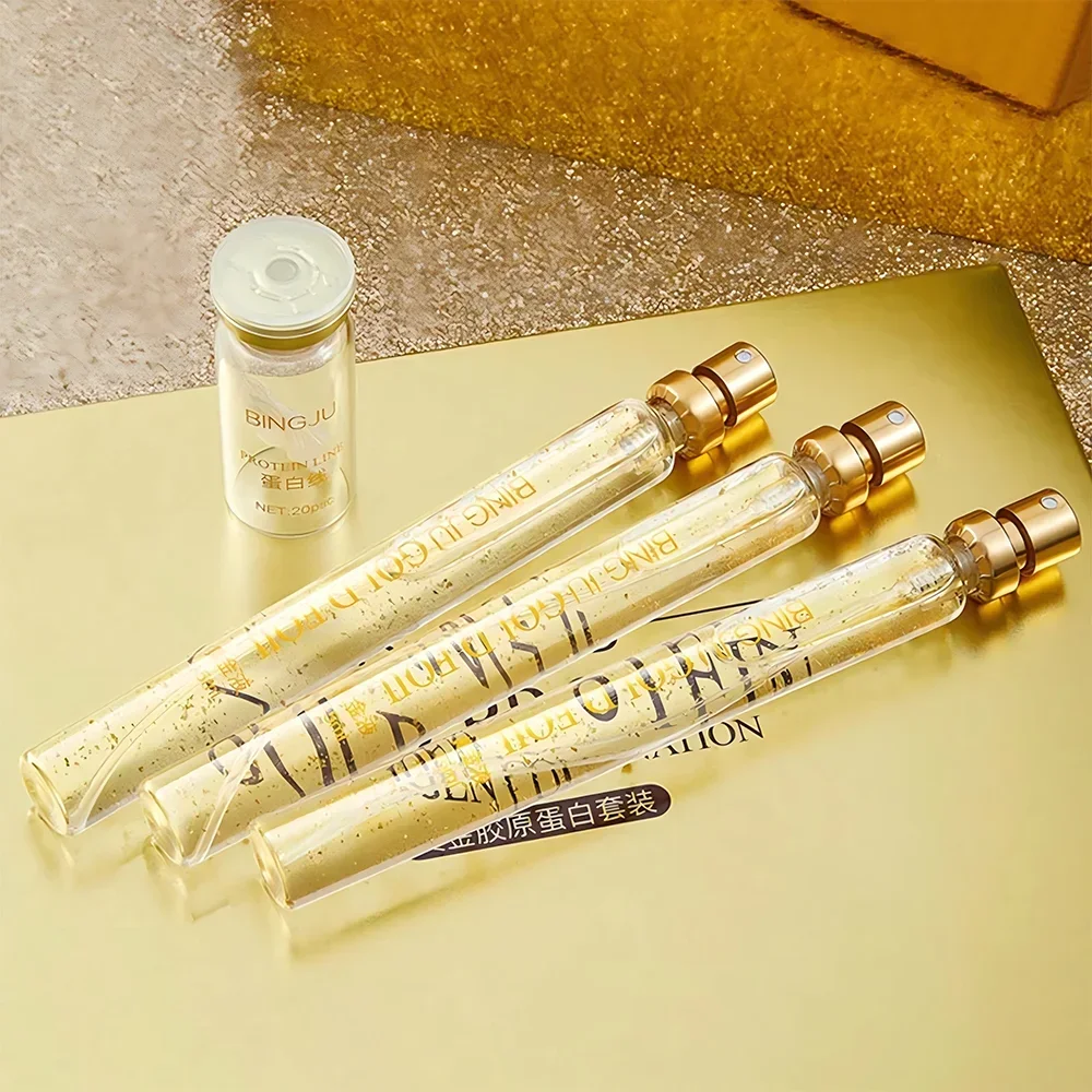 24K Gold Face Filler Absorbable Collagen Protein Thread Face Lift Plump Silk Fibroin Line Carving Anti Aging Essence Face Serum