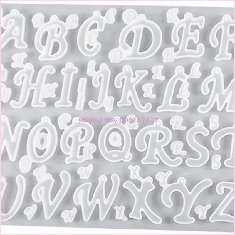 

57QA Keychain Pendant Molds Alphabets Crystal Epoxy Resin Casting Mold Jewelry Gift